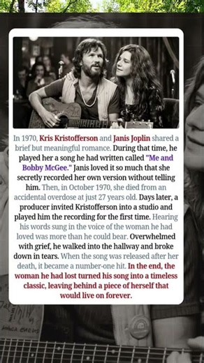Kris Kristofferson & Janis Joplin The Heartbreaking Story Behind “Me and Bobby McGee” 💔 #Shorts
