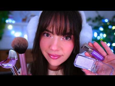 ASMR Giving You an Icy Cold Girl Makeup Look ⛸️❄️🤍 (pampering, layered sounds, positive)