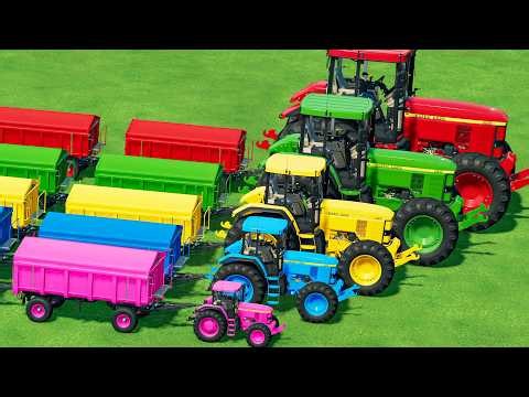 Tiny VS GIANT Tractors Transport and RED Sunflower Harvest with Road TRAINS! - FS22