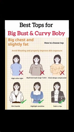 Best Tops for Big Bust & Curvy Body | Styling Tips for Women♥️🎀#bigbustfashion #styletipsformen