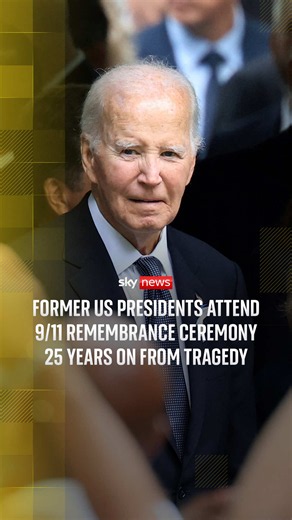 Former presidents, including Obama, Biden, and Bush, have gathered in New York to attend the 9/11 remembrance ceremony, commemorating 25 years since the tragedy. #SkyNews #US #911