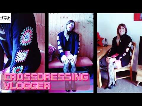 Crossdressing Vlogger Pink Lace Skirt & Crochet Cardigan