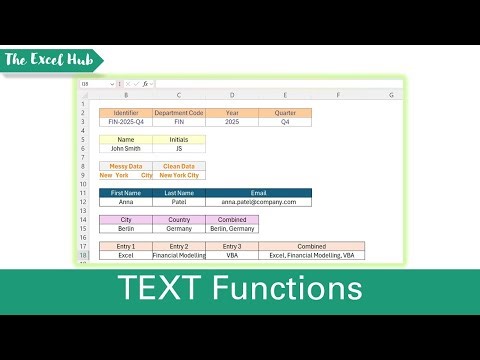 Excel Intermediate #15 - Excel Text Functions Explained: LEFT, RIGHT, MID, TRIM, CONCAT, TEXTJOIN