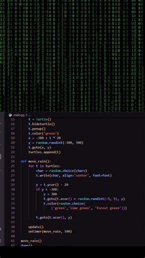 0101010 Animation Using Python Turtle 🐍 | Mind-Blowing Coding Trick!