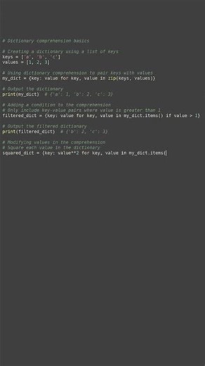dictionary comprehension basics #python #showcase
