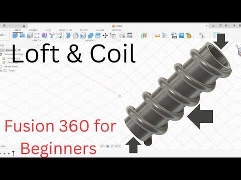 Lesson 14 of Autodesk Fusion 360 for Beginners - Industrial Auger Screw (Loft + Coil Tool)