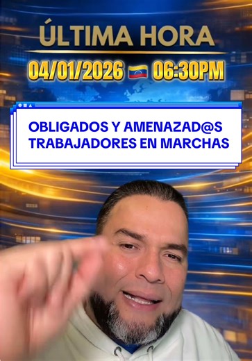 Grave denuncia: trabajadores del Estado en Venezuela son amenazados para marchar por el Cartel de los Soles ⸻ En este noticiero denuncié un hecho extremadamente grave que está ocurriendo en Venezuela: trabajadores del Estado —médicos, enfermeros, docentes, personal del SAIME, Corpoelec, alcaldías, gobernaciones, ministerios y empresas públicas— están siendo obligados y amenazados para salir a marchas del Cartel de los Soles, estructura criminal dirigida por Nicolás Maduro. He recibido numerosos 