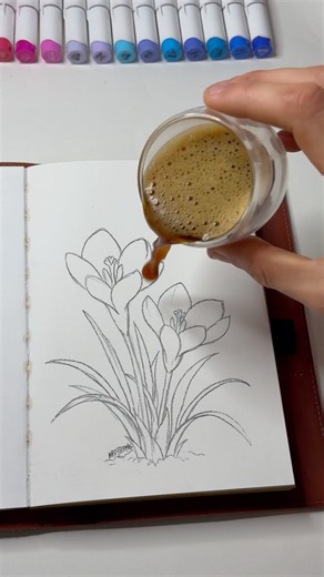 From a Coffee Stain to Realistic Crocus Flowers with Mixed Media! ☕✨🌸