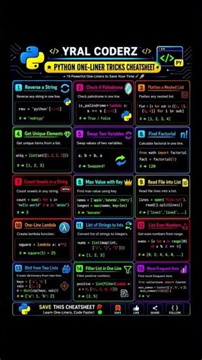 15 Python One-Liner Tricks Every Beginner Must Know 🚀 | Become Pro Fast #python #programming #shorts