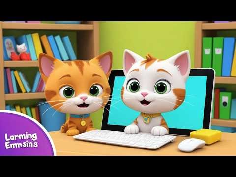 Cat Tries to Use a Computer! 🐱💻 | Funny Kids Nursery Rhyme Animation