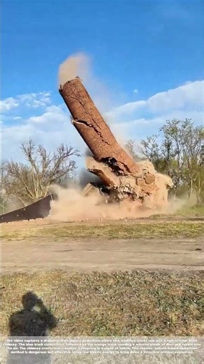Crashing the Column: How Two Drivers Demolish a Brick Chimney with Trucks