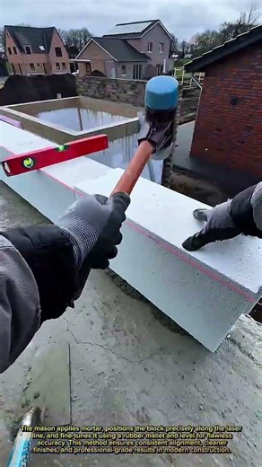 Perfect Block Alignment Trick Using a Laser Line – Masonry Done Right!