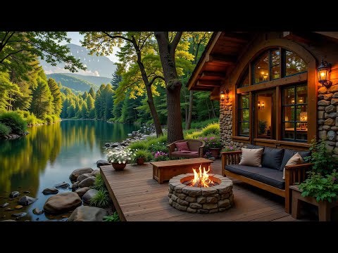 Cozy Spring Cabin Ambience 🌸 Smooth Piano Instrumental Music for Relaxing, Studying, Working
