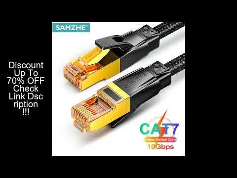 SAMZHE Cat7 10Gbps Ethernet Cable Cotton Braided Network Lan Cord for Modem Laptops PS5 4 Router 1m