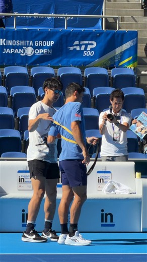 ·. 木下グループジャパンオープン2026 .·#錦織圭 選手がウォーミングアップを開始🏃‍♀️💨#kinoshitajotennis #木下JOテニス #ATP500 https://t.co/hidaBzXNN4