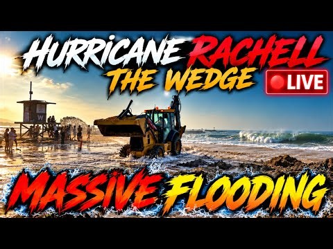 🔴 LIVE FROM THE WEDGE, NEWPORT BEACH! 🌊 HURRICANE RACHELL BRINGS MASSIVE WAVES & COASTAL FLOODING!