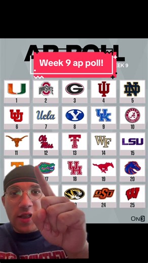 Week 9 AP Top 25 College Football Rankings