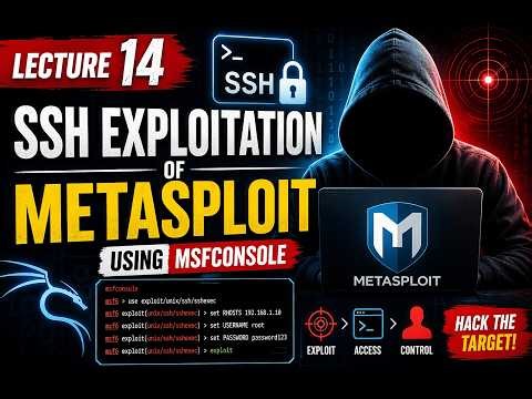 Lecture 14: SSH Exploitation Using Metasploit (MSFconsole) | Ethical Hacking Course | Live 6:00 PM