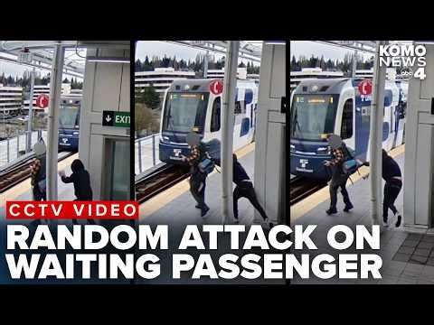 Man tries to shove stranger in front of train TWICE at Seattle light rail station: raw video
