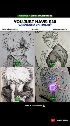 Which GOJO Are You Choosing? 👁️🔥 | $40 Anime Challenge.. #Gojo #Jujutsukaisen #Memes