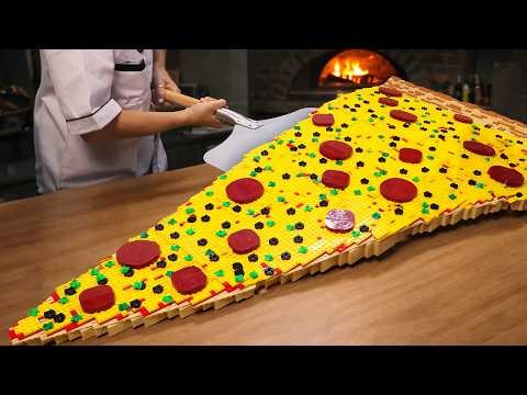 I made the WORLD's GIANT Pizza Slice in LEGO! Stop Motion Cooking Food ASMR