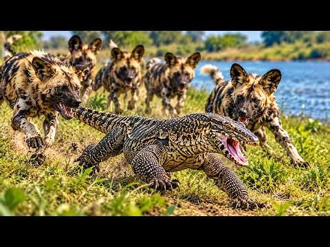 Nile Monitor vs Crocodile & African Wild Dogs | Incredible Wildlife Survival