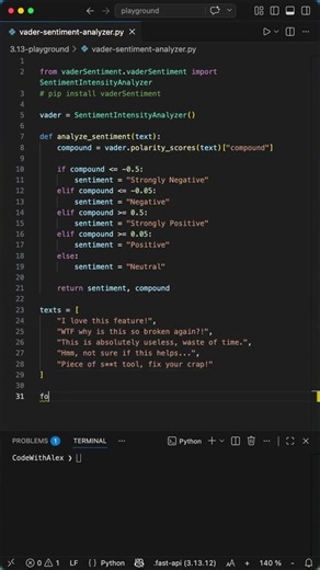 Do Sentiment analysis in Python like THIS - Vader Magic