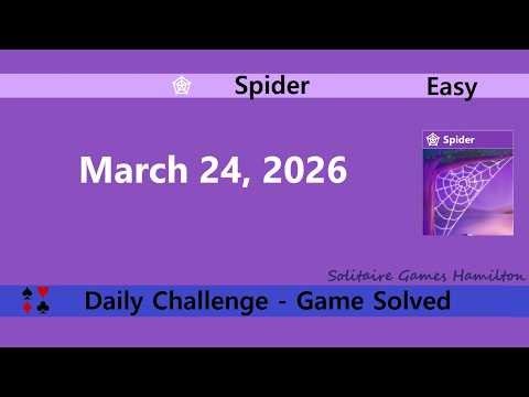 Microsoft Solitaire Collection | Spider Easy - March 24, 2026 | Daily Challenges