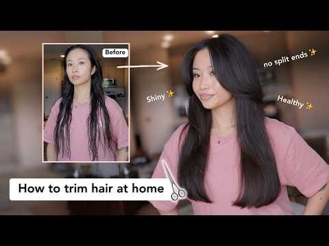 How to trim your own hair at home (one length) | DIY Haircut Tutorial