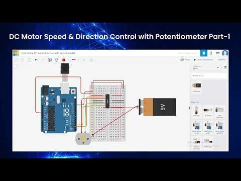 DC Motor Speed & Direction Control with Arduino + Potentiometer Tinkercad Project