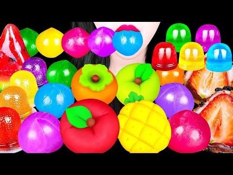 ULTRA Red ASMR Feast! ❤️ CRUNCHY Push Pop Candy, Strawberry & Sushi Jelly Mukbang