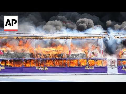 Myanmar torches $600 million in seized heroin, meth and other drugs
