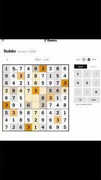 4th January 2026 - NYT Sudoku Answers Easy Medium Hard