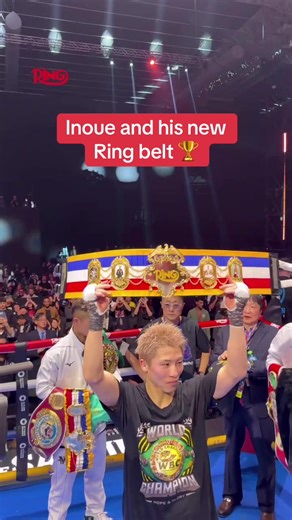 Naoya Inoue showing off his brand new Ring belt to the Riyadh crowd 🙌 The Ring V: Night of the Samurai on DAZN | @RiyadhSeason 🥊 #Inoue #Boxing