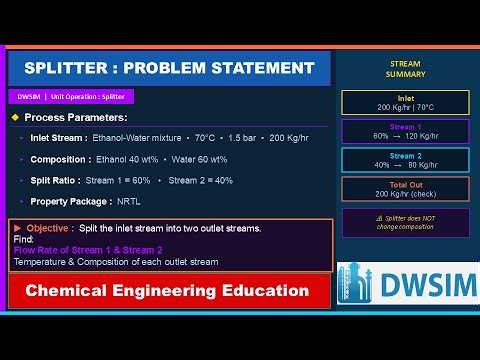 DWSIM Splitter Simulation Explained | Ethanol Water Example | Chemical Engineering