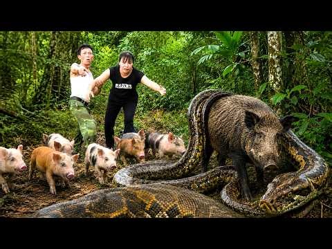 72 Hours Horror : Massive Giant Python Surrounds Wild Boar in No Escape Farm Encounter!