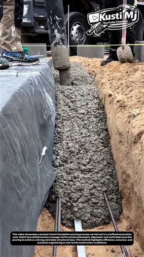 Ultimate Trench Foundation Pouring Technique | Precision Concrete Work in Tight Spaces.