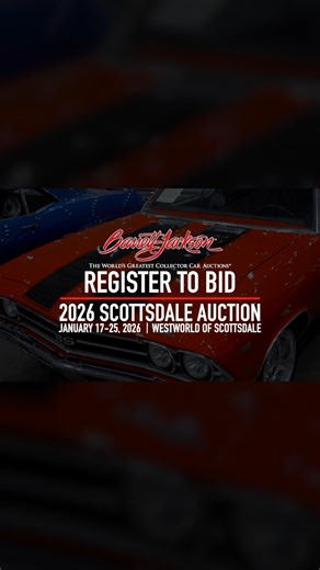 From anywhere in the world to right on the auction block. Register to bid now and be ready when the 2026 Scottsdale Auction kicks off, Jan. 17-25 at WestWorld. Register to bid: bit.ly/SD26FB-Bid | Barrett-Jackson