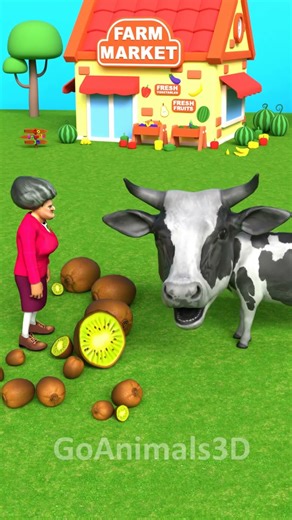 A Scary Teacher feed a cow with Kiwi 🥝🐄😂 #Funny #Comedy #Shorts #ScaryTeacher3D