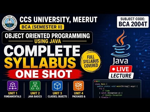 Unit 4 Packages & Exception Handling | OOP Using Java | BCA 2004T | CCSU University Meerut