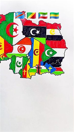 Draw Flag Map of Democratic Republic of Congo, Republic of Congo, Gabon & Equatorial Guinea