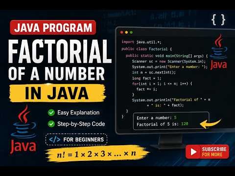 Factorial of a Number in Java | Java Program for Factorial | Beginners Tutorial #java #factorial