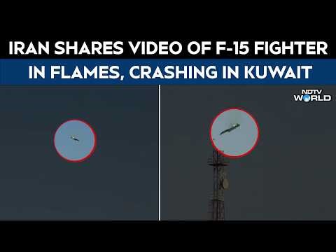 F15 Crash Video | Iran Shares Video Of F-15 Fighter In Flames Mid-Air, Crashing In Kuwait