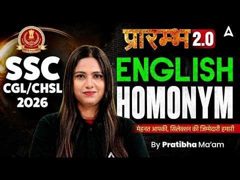 SSC CGL/CHSL 2026 | SSC CGL/SSC CHSL English Classes | Homonym MCQs | English By Pratibha Mam