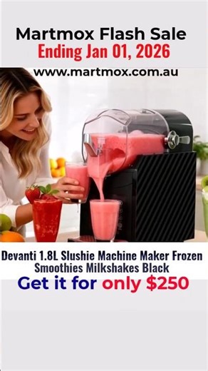 Devanti 1.8L Slushie Machine Maker Frozen Smoothies Milkshakes Black #martmox