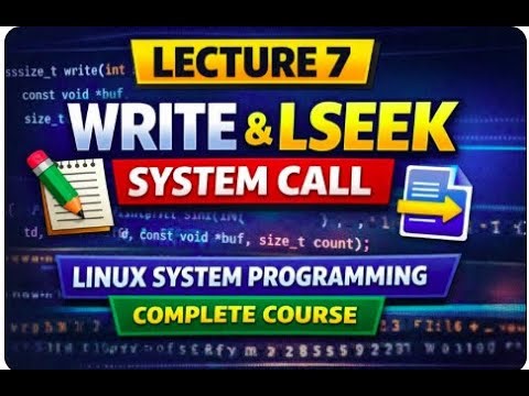 LEC-7 Linux write() System Call with lseek | File I/O Explained | System Programming Tutorial