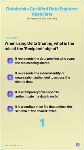 Databricks Certified Data Engineer Associate: When using Delta Sharing, what is the role of the 'Rec
