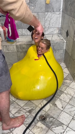 Giant 2 girl balloon pop | Justin Flom