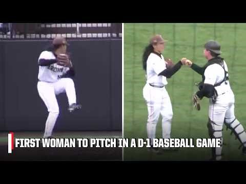 HISTORY MADE 👑 Olivia Pichardo becomes FIRST WOMAN to pitch in a D-I baseball game | ESPN