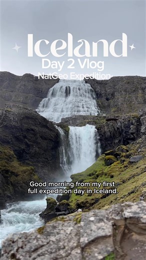 Here’s what my first full expedition day looked like in Iceland! 🚢 @Lindblad Expeditions ☀️I started the day with guided stretches at 6:30am, and then had an amazing breakfast. Breakfast on board is different than lunch and dinner. This is the only meal that is served buffet style. ⛰️Our first stop was Arnarfjörður to hike Dynjandi. This is a waterfall located in the Westfjords region of Iceland. The waterfall was spectacular and every view of it was marvellous, you do not have to go all the wa